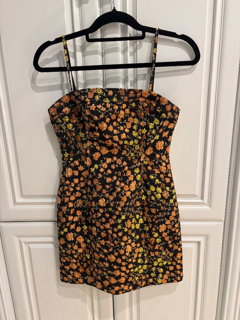 URBAN OUTFITTERS Sleeveless Black Floral Brocade Mini Dress